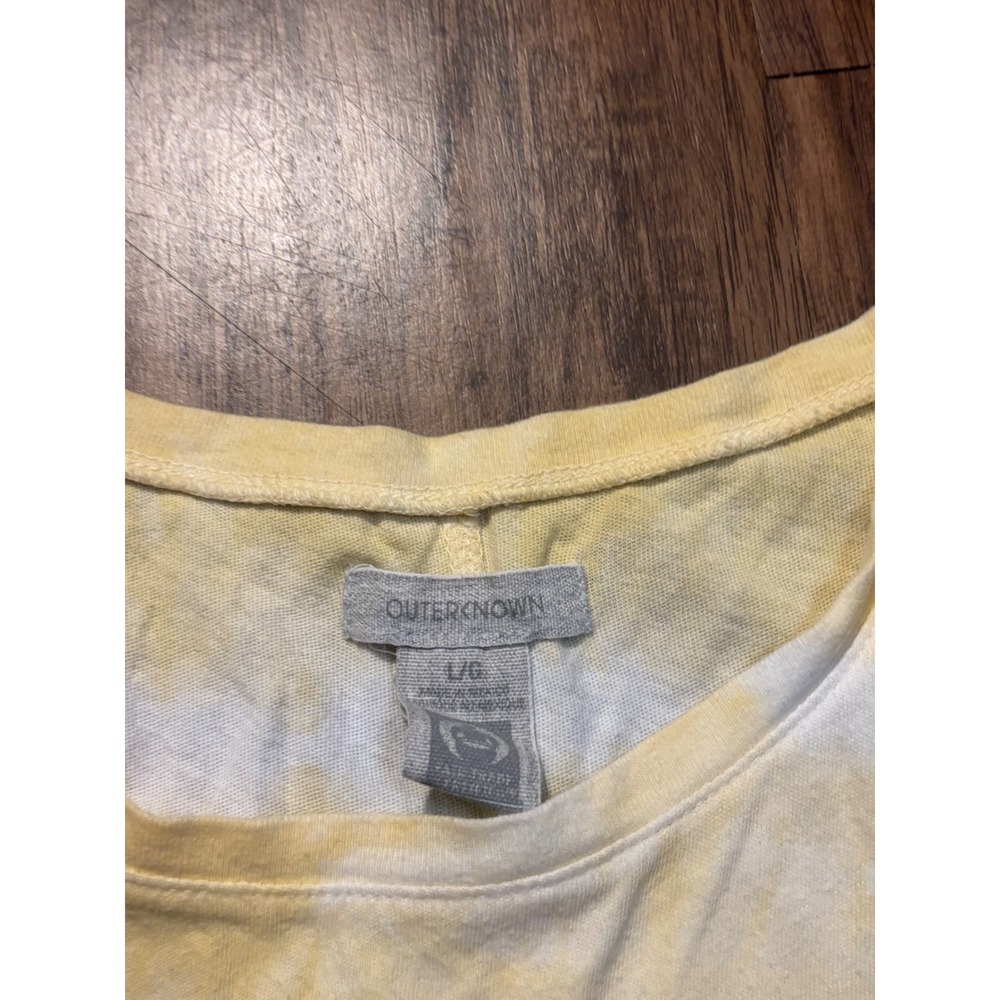 OUTERNOWN Tie Dye Tank Top Yellow White Sleeveless Casual Women's Size L beachy - Picture 5 of 7